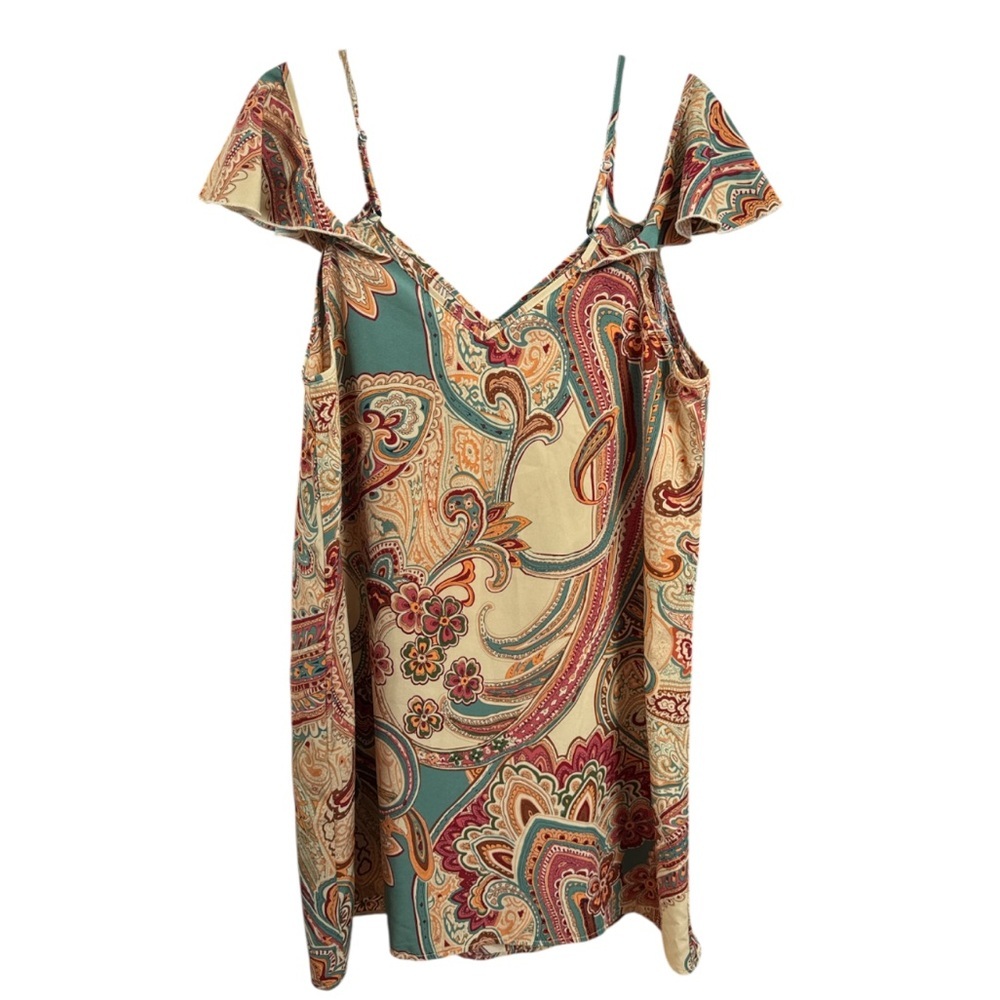 SHEIN curve Paisley Print Sleeveless Dress size 1X boho summer - Picture 2 of 5